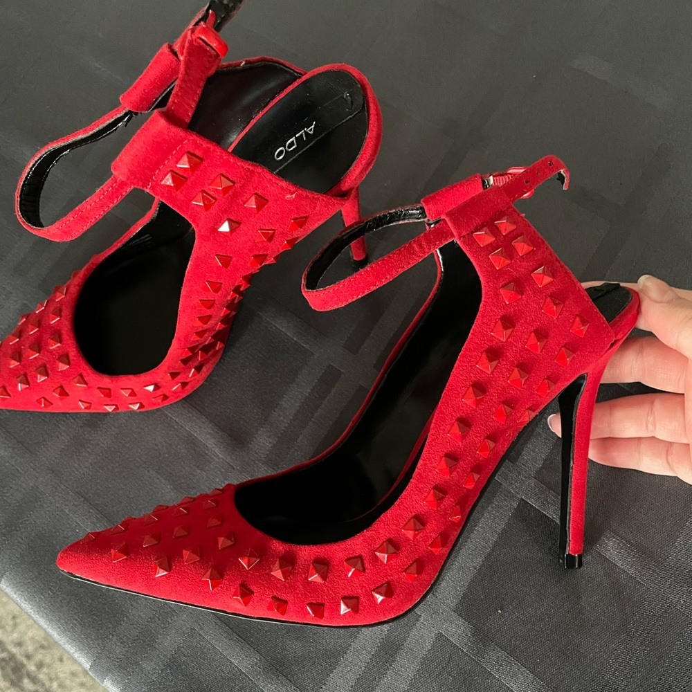 Aldo Red Studded Heels